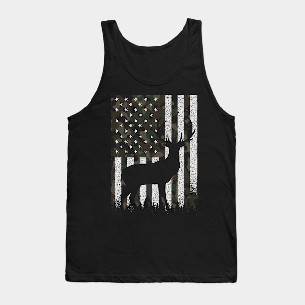 Deer Hunting Camo US Flag Tank Top by mintipap